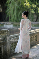 HAZEL Cream/ Pink double layers embroidery modern ao dai set