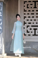 KYLEIGH Double layers modern ao dai with hand beaded flowers |