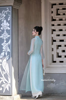 KYLEIGH Double layers modern ao dai with hand beaded flowers |