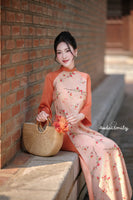 ZARA Vintage Berry Blossom flowers patterns ao dai set