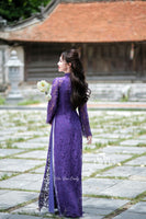 HAILEY Dark Purple Lace and silk áo dài