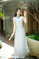 CATALINA Blue Sleeveless Taffeta Spring patterns Pre made ao dai|