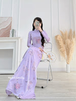 SALEM Printed Purple Sparkling Spring flowers pattern