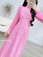 BESSIE Pink Ao Dai Gấm set with pearls