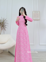 BESSIE Pink Ao Dai Gấm set with pearls