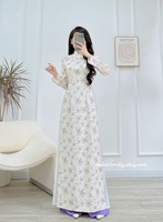 HARPER Purple Mini flowers Pre-made Silk Ao dai