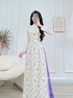 HARPER Purple Mini flowers Pre-made Silk Ao dai