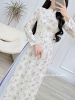 HARPER Purple Mini flowers Pre-made Silk Ao dai