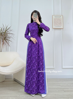 EMILIA Purple Ao Dai Gấm set with pearls
