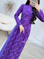 EMILIA Purple Ao Dai Gấm set with pearls