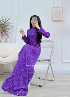 EMILIA Purple Ao Dai Gấm set with pearls