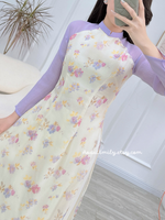 EVELYN Pastel Purple flowers Pre-made Silk Ao dai