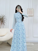 OCEAN Mini flowers Pre-made Ao dai