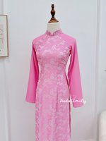 BESSIE Pink Ao Dai Gấm set with pearls