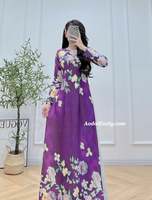 CASSIDY Printed flowers pattern Pre made ao dai