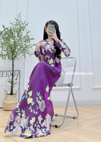 CASSIDY Printed flowers pattern Pre made ao dai