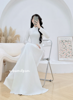 LEILA Plain White Double layers Ao Dai