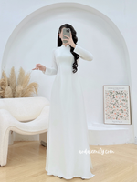 LEILA Plain White Double layers Ao Dai