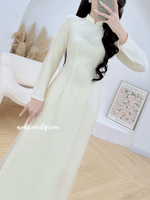 HARMONY Cream ao dai with pearls
