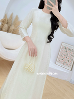 SCOTTIE Double layers Cream Gam with pearls