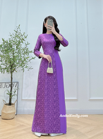 VIRGINIA Dark Purple Ao Dai Gấm | áo dài gấm