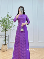 VIRGINIA Dark Purple Ao Dai Gấm | áo dài gấm