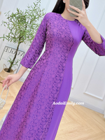 VIRGINIA Dark Purple Ao Dai Gấm | áo dài gấm