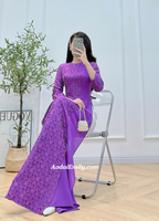 VIRGINIA Dark Purple Ao Dai Gấm | áo dài gấm