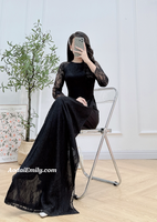 PARIS Black Lace áo dài