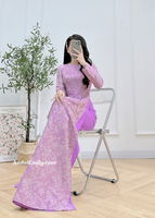 MAXINE Purple Ao Dai Gấm set