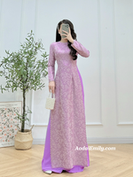 MAXINE Purple Ao Dai Gấm set
