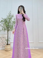 MAXINE Purple Ao Dai Gấm set