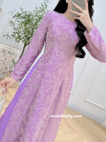 MAXINE Purple Ao Dai Gấm set
