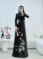 HATTIE Aó dài lụa with embroidery Flowers