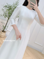 JIMENA White Ao Dai Gấm with pearls collar