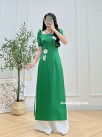 PRISCILLA Green Matching Mom & Girl Ao Dai with 3D flowers