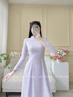 AYLIN Pastel purple daisy pattern Ao dai