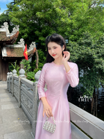 SOPHIA Pastel Pink ao dai with crystals rhinestones