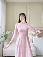 CLEO Ao dài lụa gấm with crystals