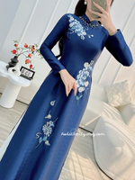 BLUEBELL Hand beading collar with embroidery flowers with crystals