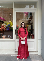 AILANY Double layers Burgundy Gam with pearls