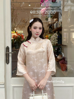 ALICE Mulberry silk ao dai with happy daisy patterns|