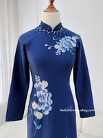 BLUEBELL Hand beading collar with embroidery flowers with crystals