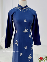 MICAH 3D flowers with Hand beading crystals Ao dai