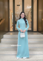 ZELDA Plain Sage green ao dai with pearls
