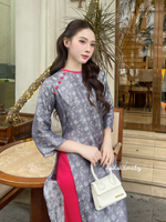 ELIANNA Mulberry silk ao dai with buttons