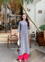 ELIANNA Mulberry silk ao dai with buttons