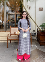 ELIANNA Mulberry silk ao dai with buttons