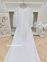 JIMENA White Ao Dai Gấm with pearls collar