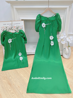 PRISCILLA Green Matching Mom & Girl Ao Dai with 3D flowers